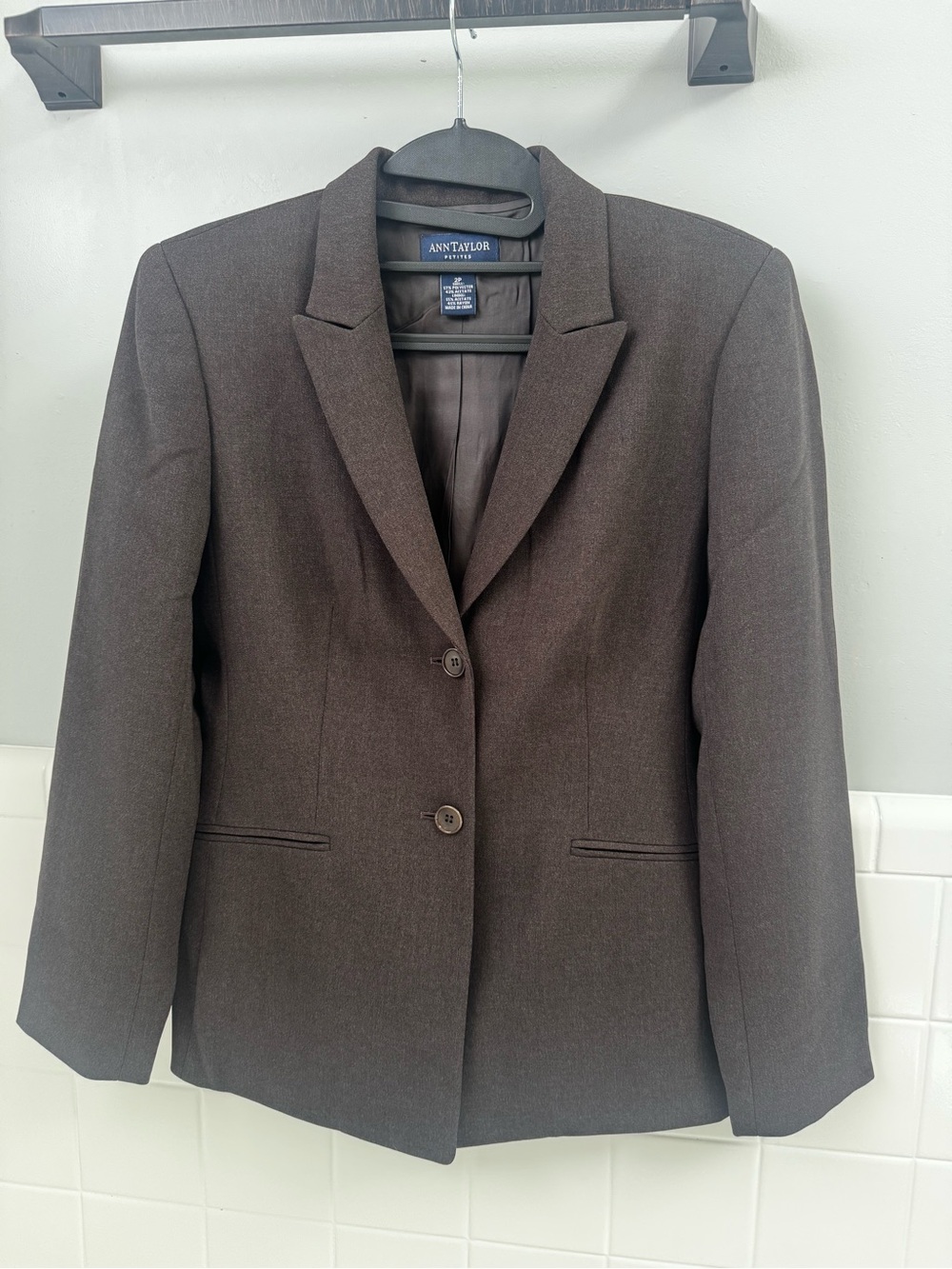 Ann Taylor Brown Classic Notch-Lapel Blazer